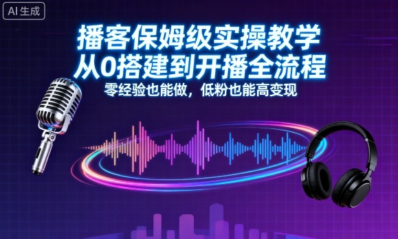 播客保姆级实操教学，从0搭建到开播全流程，零经验也能做，低粉也能高变现-37网创
