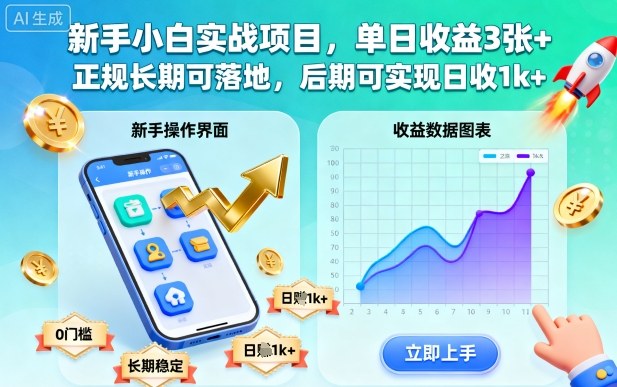 新手小白实战项目,单日收益3张+,正规长期可落地,后期可实现日收1k+【揭秘】-37网创