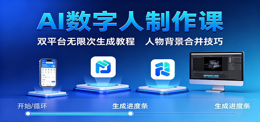 AI数字人制作课：双平台无限次生成教程，人物背景合并技巧-37网创