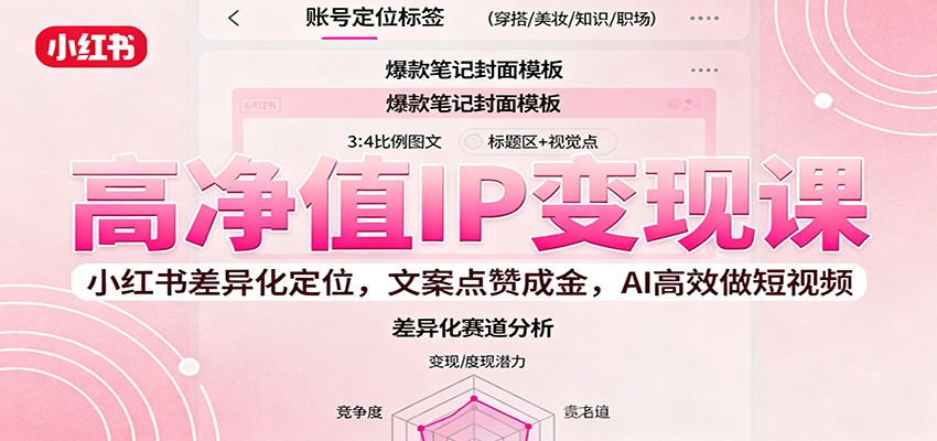 高净值IP变现课：小红书差异化定位，文案点赞成金， AI高效做短视频-37网创