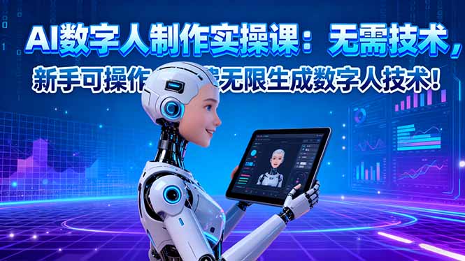 AI数字人制作实操课:无需技术,新手可操作,免费无限生成数字人技术!-37网创