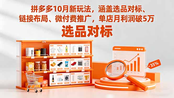 拼多多10月新玩法,涵盖选品对标、链接布局、微付费推广,单店月利润破5万-37网创