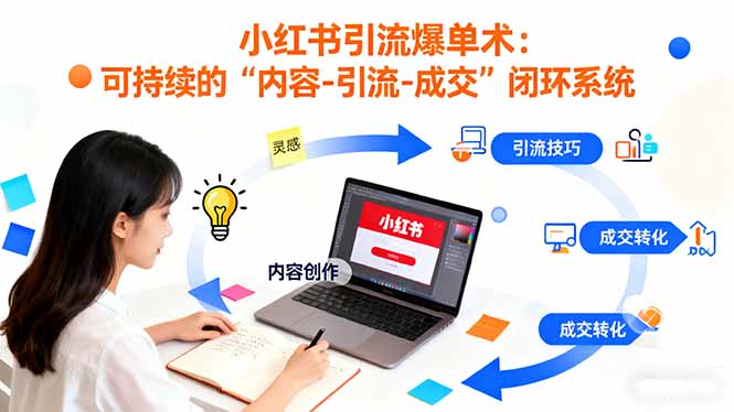 小红书引流爆单术：构建一套低成本 可持续的“内容-引流-成交”闭环系统-37网创