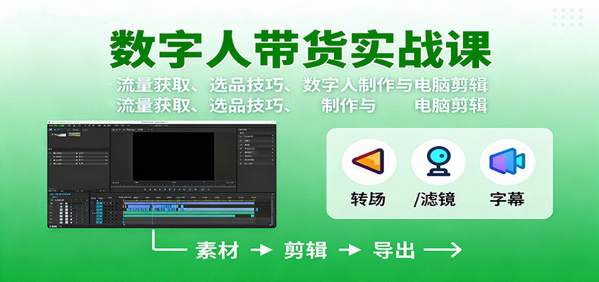 数字人变现实战课：流量获取、选品技巧、数字人制作与电脑剪辑-37网创
