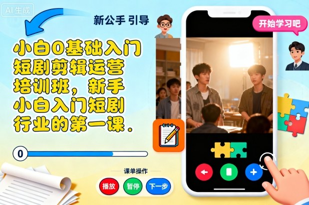 小白0基础入门短剧剪辑运营培训班,新手小白入门短剧行业的第一课-37网创