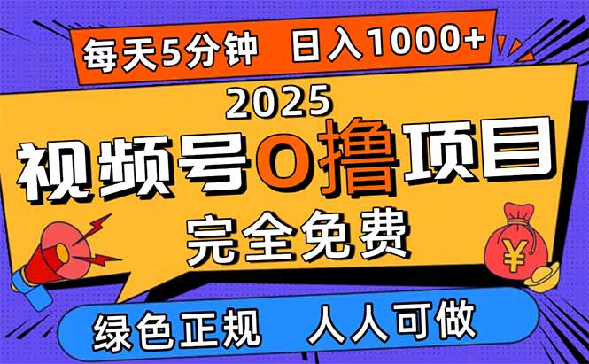 2025视频号0撸项目，5分钟一个号，日入1000+，人人可做-37网创