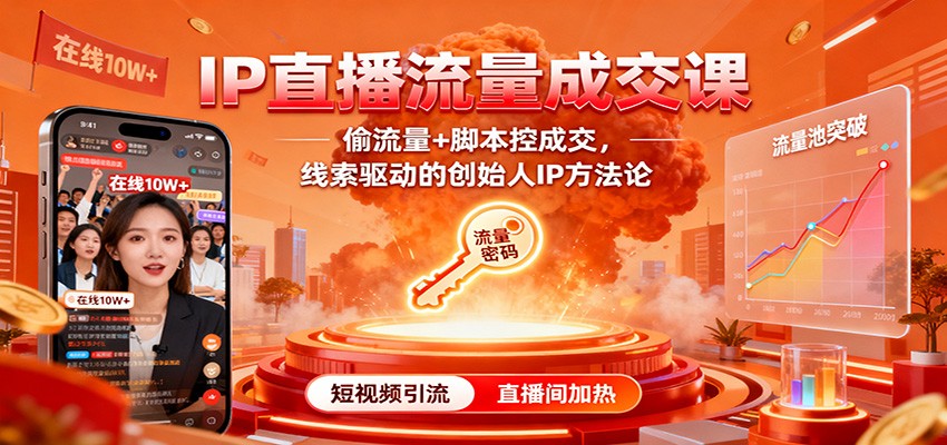 IP直播流量成交课:偷流量+脚本控成交,线索驱动的创始人IP方法论-37网创