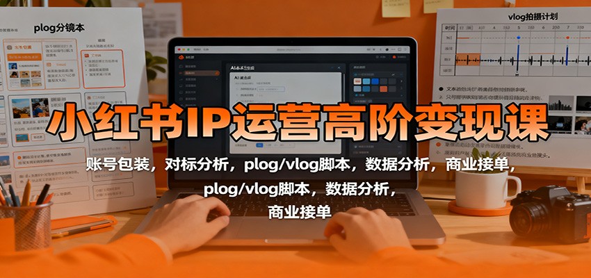 小红书IP运营高阶变现课：账号包装，对标分析，plog/vlog脚本，数据分析，商业接单-37网创