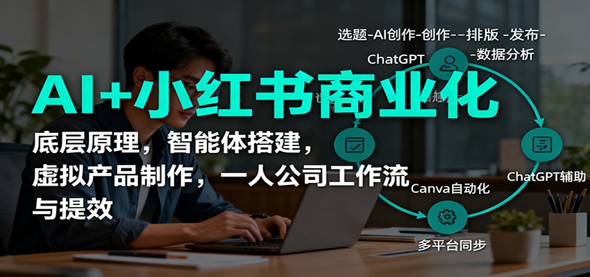 AI+小红书商业化，底层原理，智能体搭建，虚拟产品制作，一人公司工作流与提效-37网创