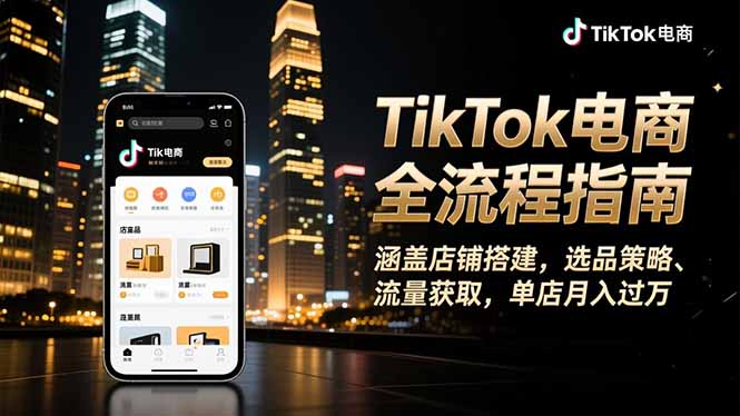 TikTok电商全流程指南，涵盖店铺搭建、选品策略、流量获取，单店月入过万-37网创